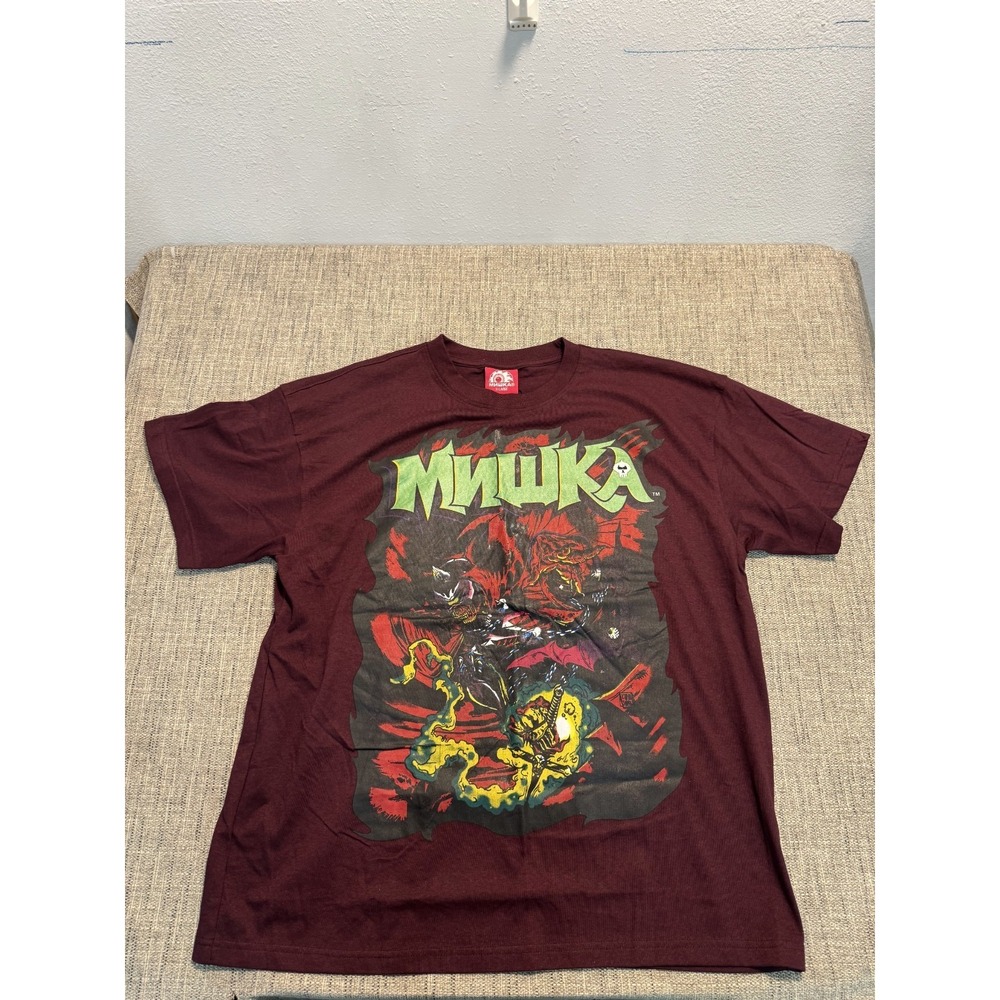 Mishka T-Shirt Mens XL Brown Graphic Print 100% Cotton Crew Neck Casual Pullover